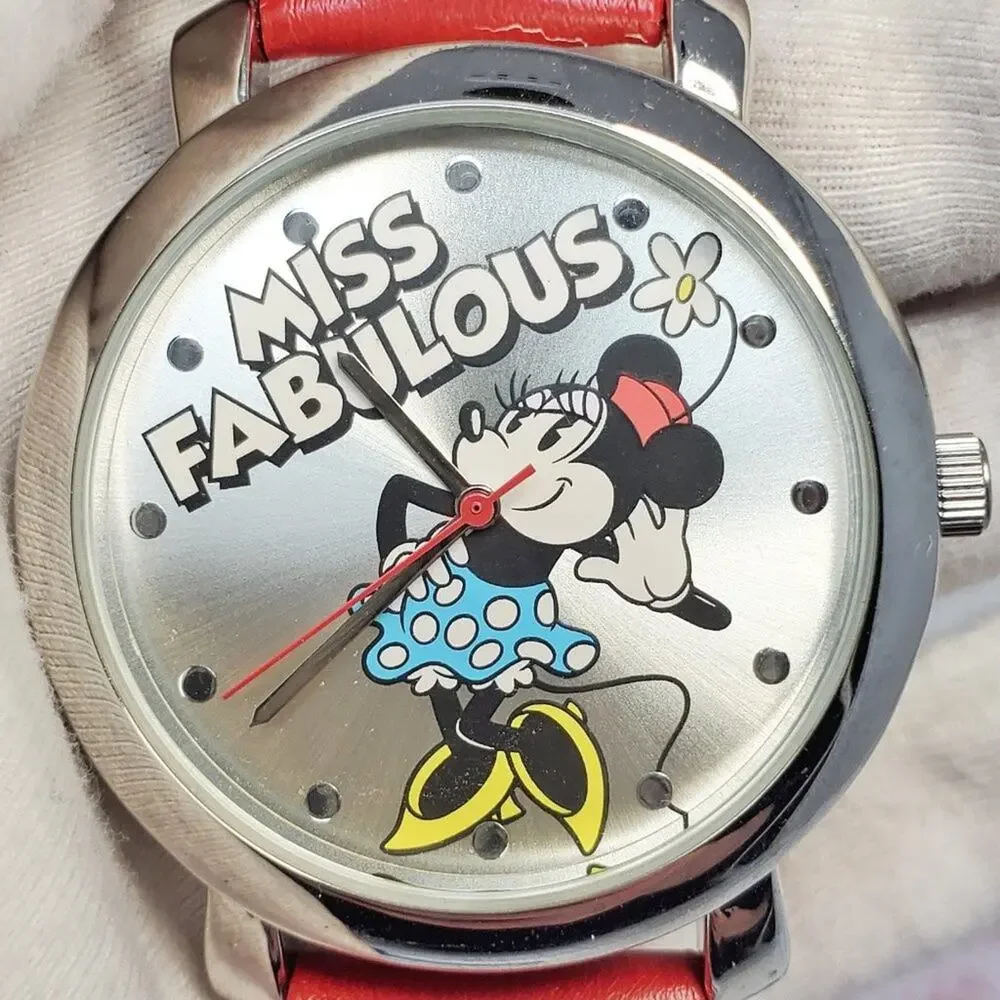 Disney Minnie Mouse Fabulous Red Watch NIP Leather-Like Band